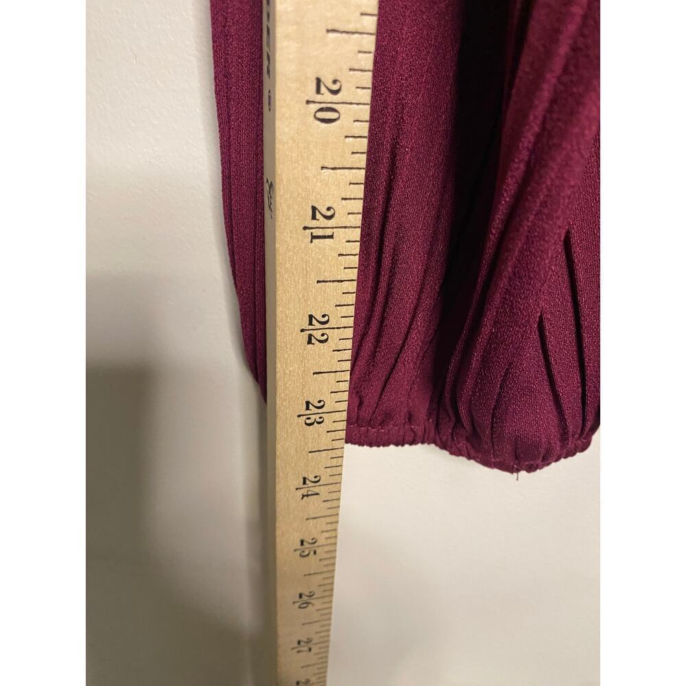 New Adrianna Papell Magenta Blouse Solid Knit Long Bubble Sleeve Tie Festival M - Picture 7 of 12